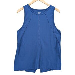 Athleta Foothills Tank Top Womens Blue Split Black Nylon Pullover Size M
